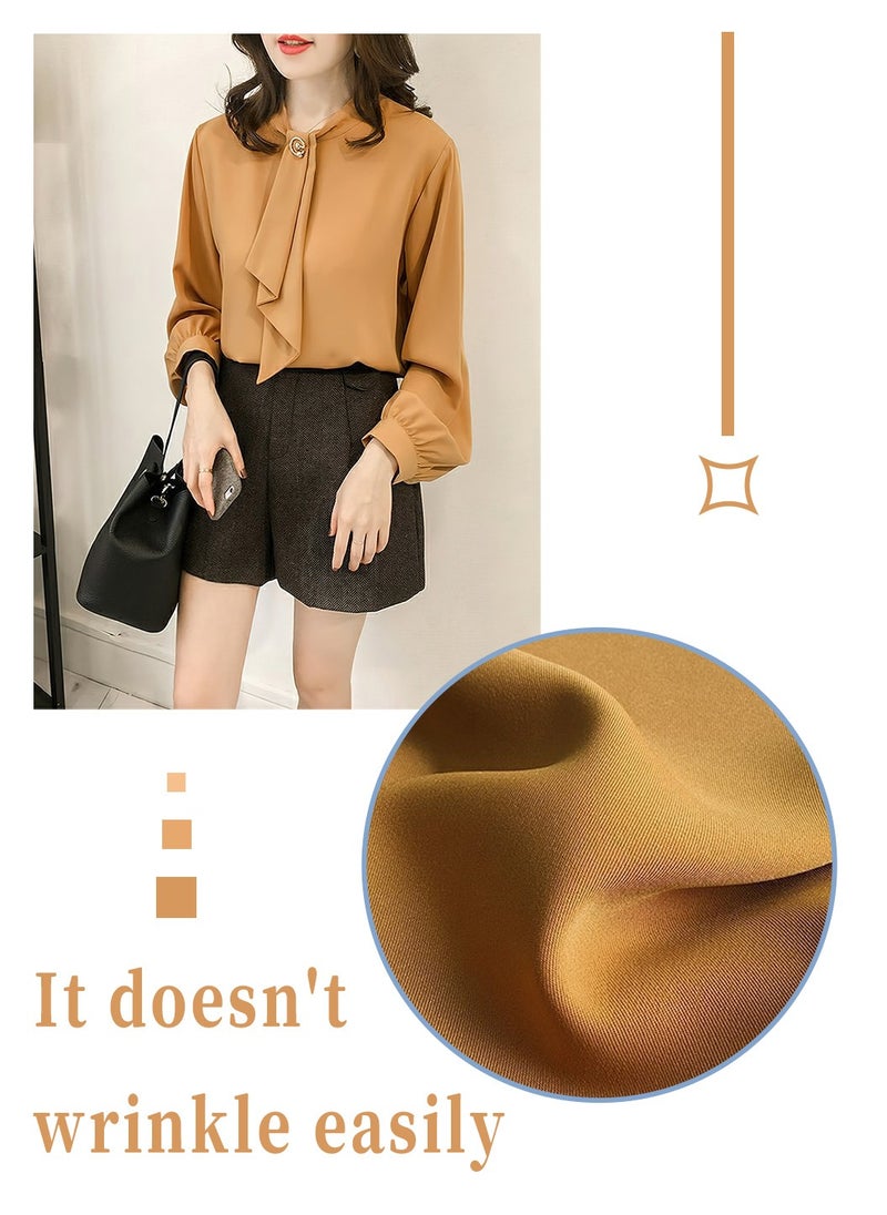 Women's Shirt, Comfortable Loose Long Lantern Sleeve Shirt, Elegant Smooth Chiffon Shirt, Solid Color, Casual Professional Formal Long Sleeve Top Shirt Blouse, Brown - pzsku/ZF32A54940A091482BBFFZ/45/_/1733300712/097b3d5a-06a8-478d-a0d9-e0e15dd06675