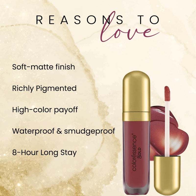 Coloressence Semi Matte Liquid Lipsticks from Gold Collection Long Stay Highly Pigmented Quick Dry Ripe Apricot8gm - Image 3