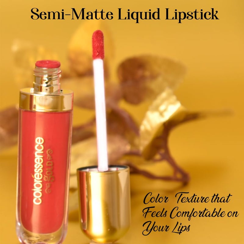Coloressence Semi Matte Liquid Lipsticks from Gold Collection Long Stay Highly Pigmented Quick Dry Ripe Apricot8gm - Image 2