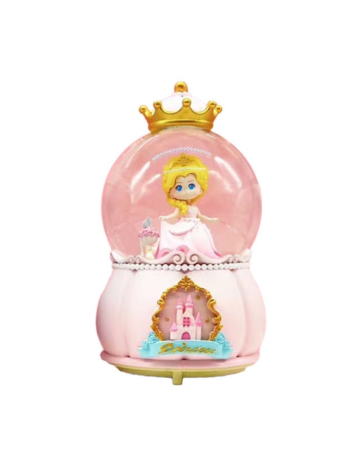 Music Music Music Box Girl Birthday Gift Internet Popular Same Style Fantasy Cartoon Beibei Fox Crystal Ball Desktop Ornaments-Color:2434 Powder-Size:Large Size 100 Falling Snow + Lights + Music - Image 1