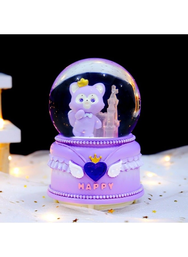 Music Music Music Box Girl Birthday Gift Internet Popular Same Style Fantasy Cartoon Beibei Fox Crystal Ball Desktop Ornaments-Color:2434 Powder-Size:Large Size 100 Falling Snow + Lights + Music - Image 3