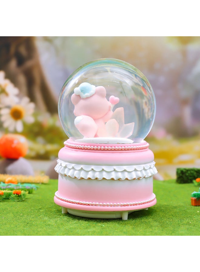 Music Music Music Box Girl Birthday Gift Internet Popular Same Style Fantasy Cartoon Beibei Fox Crystal Ball Desktop Ornaments-Color:2434 Powder-Size:Large Size 100 Falling Snow + Lights + Music - Image 5