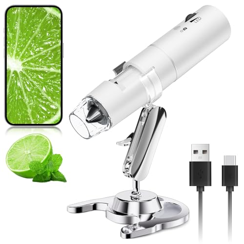 Skybasic Wireless Digital Microscope, Skybasic 50X-1000X Magnification WiFi Pocket Handheld Microscopes with Stand HD USB Microscope Camera Compatible with iPhone Android iPad Windows Mac Computer (White) - Image 1