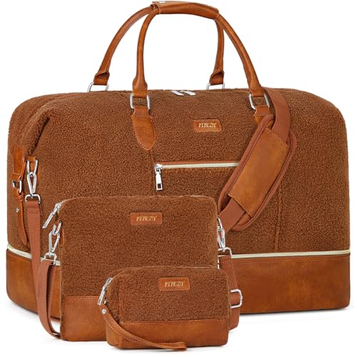 ITIEZY Women's 3-Piece Waterproof Travel Duffel Set - Weekender Overnight Bag with Shoe Compartment, Carry-On Tote & Toiletry Bag for Gym, Business Trip, Weekend Getaways - Image 1