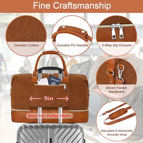 ITIEZY Women's 3-Piece Waterproof Travel Duffel Set - Weekender Overnight Bag with Shoe Compartment, Carry-On Tote & Toiletry Bag for Gym, Business Trip, Weekend Getaways - Image 5