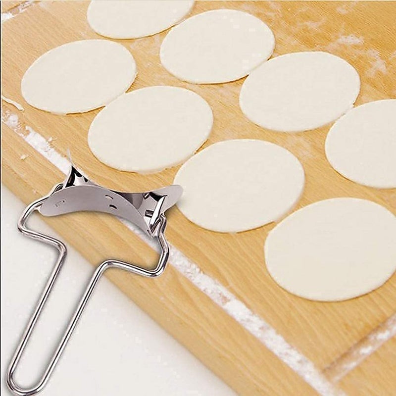 siddhmurti Manual Stainless Steel Puri Cutter Roller Machine with Handle for Home Baking Tools for Women Girs Dough Circle Roller Cutter for Kitchen Dumpling Skin Cutter Roller - Image 5