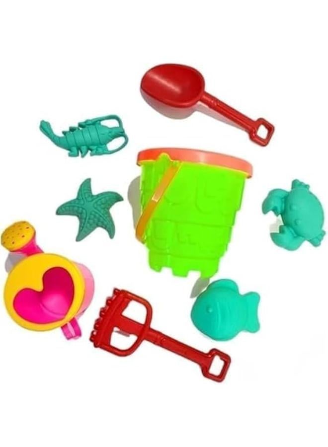 Round Sea Bucket Toy with Sand Tools and Accessories for Kids