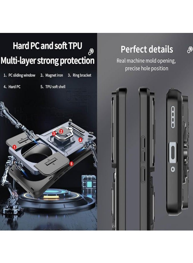 general New back cover for sliding lens cap and swivel mount, Realme 12 Plus with magnetic car mount back - Image 3