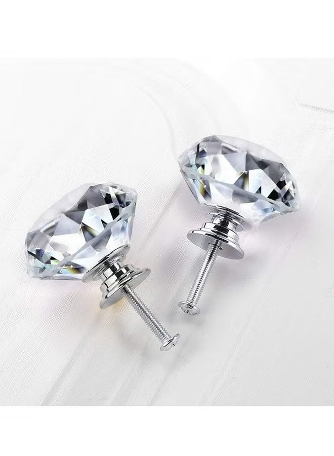 OMEVE Crystal Dresser Knobs for Cabinets and Drawers，Diamond Glass Pulls Handles 10 Pack Silver(30mm, Clear) - Image 3