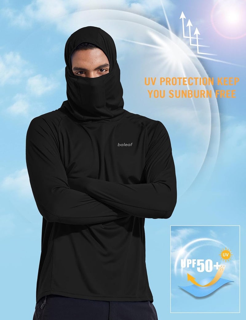 BALEAF Men's Sun Protection Hoodie Shirt UPF 50+ Long Sleeve UV SPF T-Shirts with Mask Rash Guard Fishing Lightweight - Image 4