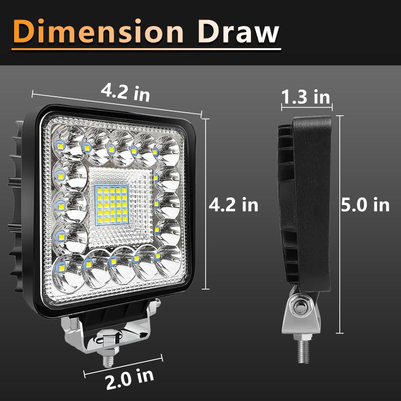 SAN YOUNG LED Tractor Work Lights, Off Road 4 Inch 240W 20000lm LED Pod Lights 12V 24V Cube Light Square for Service Tow Truck ATV UTV RV RZR Boat Pickup Golf Cart Snow Blower Zero Turn Lawn Mower, 10Pack - Image 2