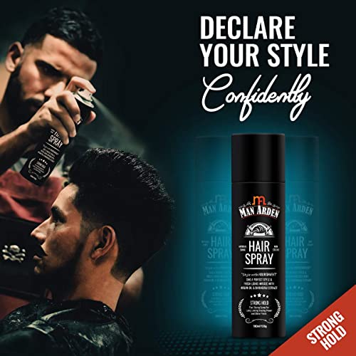 Man Arden Hair Spray - Strong Hold, Styling with Nourishment - Argan Oil and Bhringraj, 180 ml x Pack Of 3 - Image 3