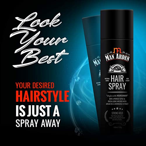 Man Arden Hair Spray - Strong Hold, Styling with Nourishment - Argan Oil and Bhringraj, 180 ml x Pack Of 3 - Image 4