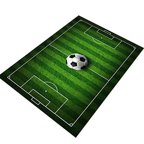 Kids Football Soccer Field Rug Carpet for Boys Bedroom Playmat Area Rug for Childrens Rooms NonSlip Basketball Rug for Boys Girls Sports Room Living Room Green 26X4