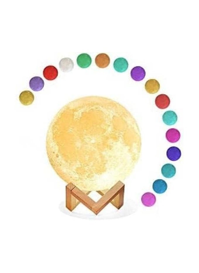 Generic - 3D Moon Lamp, Multi Color Changing Visual LED Moon Ball Lamp with Plastic Stand Base for Kids Room and Children's Bedroom Extra Small Size - Image 1