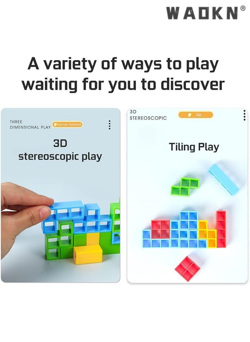 WAOKN 48 Pcs Tetra Tower Balance Stacking Blocks Game, Board Games for 2 Players+ Family Games, Parties, Travel, Kids & Adults Team Building Blocks Toy  - Image 5