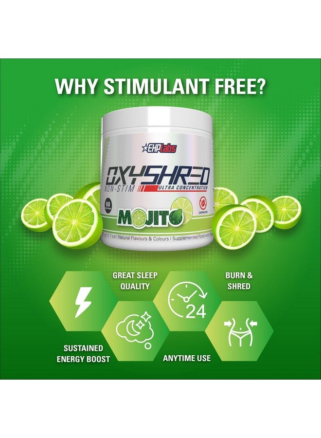 EHP Labs OxyShred Non Stimulant Pre Workout Powder - Stim Free Pre Workout, Caffeine Free Preworkout for Men & Women - Non Stim Preworkout - Sugar Free Energy Powder - Mojito, 60 Servings - Image 3