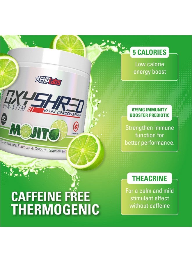 EHP Labs OxyShred Non Stimulant Pre Workout Powder - Stim Free Pre Workout, Caffeine Free Preworkout for Men & Women - Non Stim Preworkout - Sugar Free Energy Powder - Mojito, 60 Servings - Image 2
