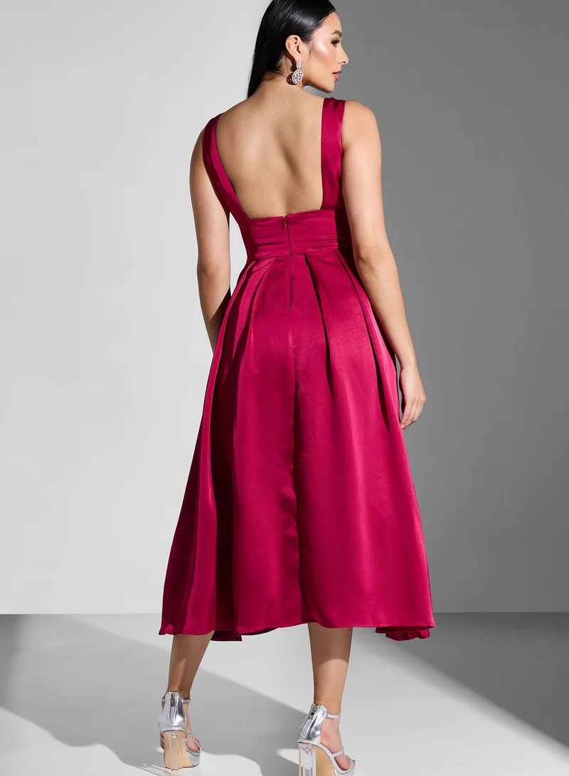 Coast Surplice Neck Tiered Dress