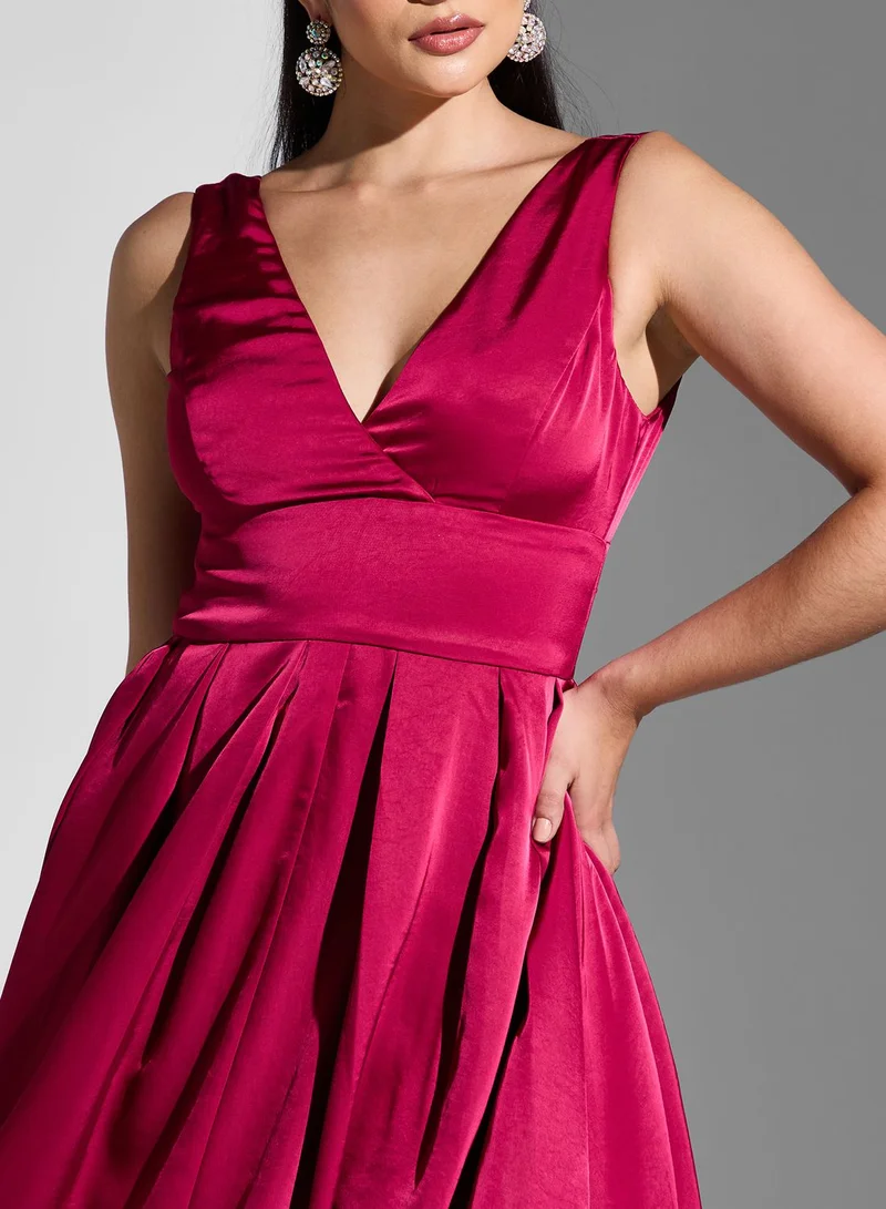 Coast Surplice Neck Tiered Dress