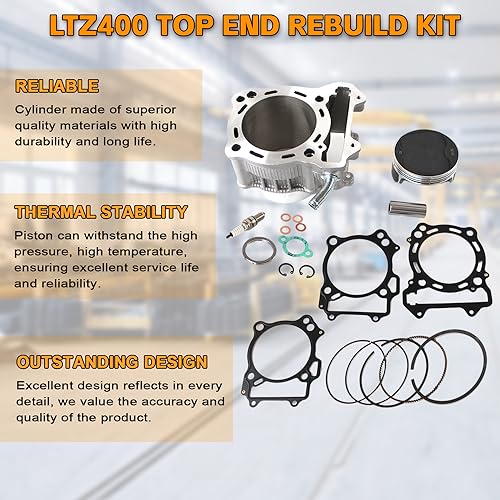 PANGOLIN LTZ400 Top End Kit LTZ 400 Cylinder Gasket Top End Rebuild Kit 434CC Bore Size 94mm 11191-13E00 for Suzuki LTZ 400 Models 2003-2014, for DR-Z400 2000-2015, for Kawasaki KFX400 2003-2006 Parts - Image 5