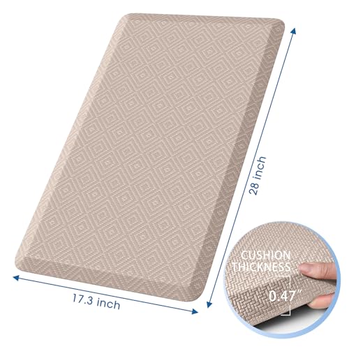 Mattitude Kitchen Mat Cushioned Anti-Fatigue Floor Mat Water Resistant Non-Slip Mats and Rugs Standing and Comfort Desk Mats for House Sink Office Laundry (Beige, 17.3"x28") - Image 2