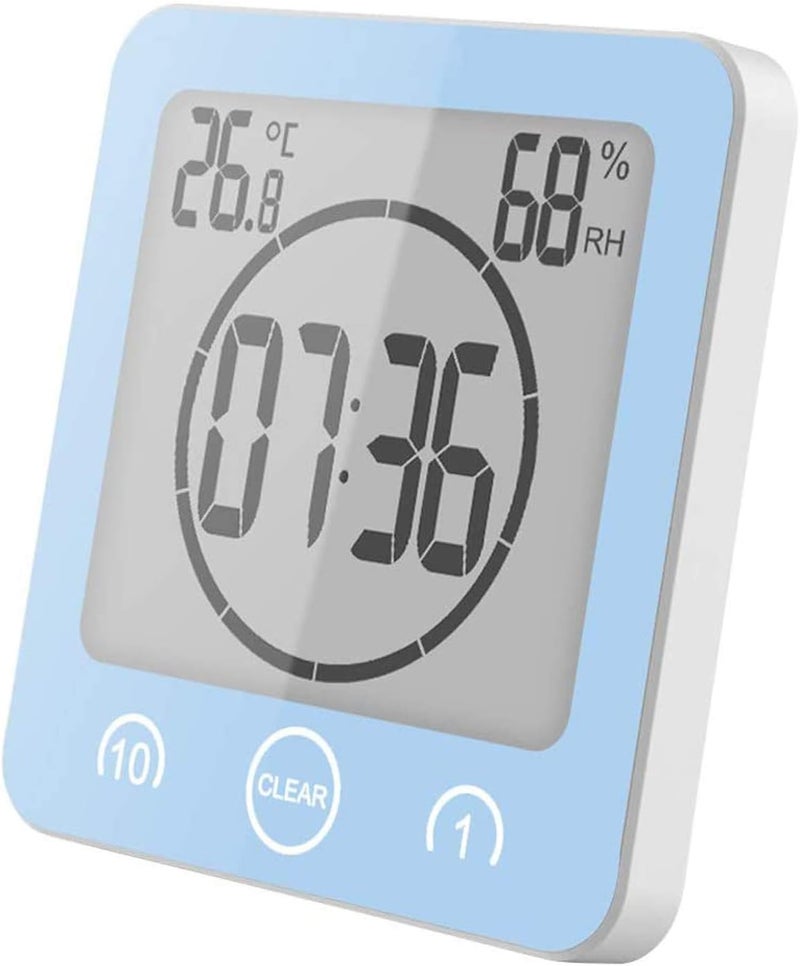 NOFIBAF Digital Bathroom Shower Wall Clock Timer with Alarm with Big LCD Display, Waterproof for Water Spray, Humidity Temperature Display, Wall Clock Timer for Bathroom Shower Makeup Cooking - Image 1