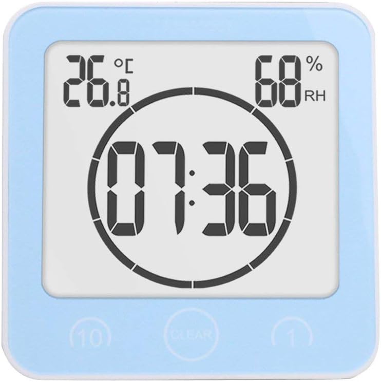 NOFIBAF Digital Bathroom Shower Wall Clock Timer with Alarm with Big LCD Display, Waterproof for Water Spray, Humidity Temperature Display, Wall Clock Timer for Bathroom Shower Makeup Cooking - Image 2