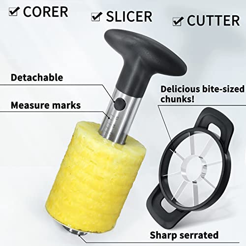 Newness Pineapple Corer and Slicer Tool, Robust Pineapple Core Remover with Upgraded Cutter & Reinforced Thicker Blade, Stainless Steel Kitchen Fruit Gadget for Diced Pineapple Rings (Black) - Image 2