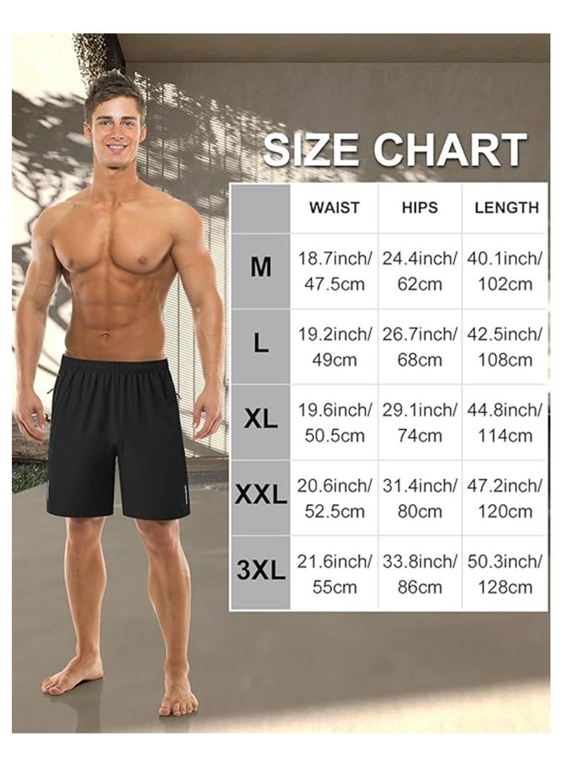 Generic 3 Pack Mens Shorts Athletic Gym Mens Workout Shorts Black Quick Dry Basketball Shorts Tennis Shorts For Men With Pockets For Running Jogging Casual Activewear Size XL  - Image 2