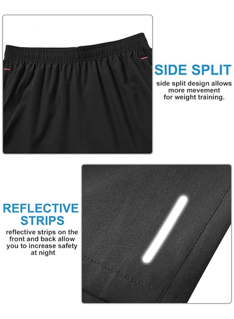 Generic 3 Pack Mens Shorts Athletic Gym Mens Workout Shorts Black Quick Dry Basketball Shorts Tennis Shorts For Men With Pockets For Running Jogging Casual Activewear Size XL  - Image 4