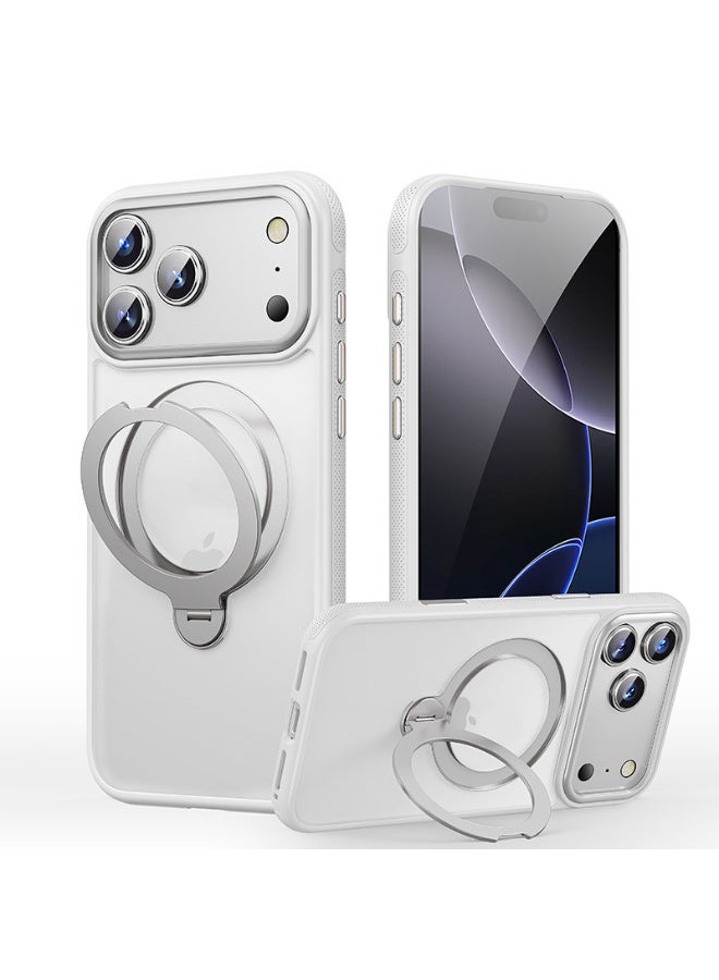 **غلاف شفاف لـ iPhone 17 Pro Max، حامل دوار 360 درجة، طلاء نانو مقاوم لبصمات الأصابع، مقاوم للاصفرار، حماية عسكرية من السقوط، تغطية كاملة للكاميرا** - Image 1