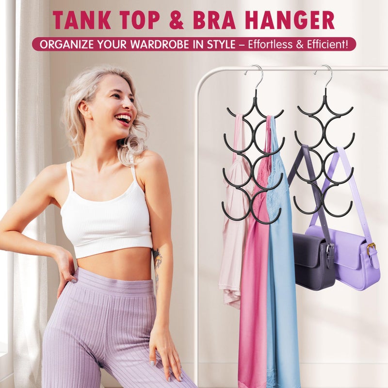 DOIOWN Tank Top Hanger,2 Pack Space Saving Hangers Bra Camisole Hanger,Small Closet Organizers and Storage for Dorm & Apartment Holds Camisoles,Bras,Scarfs,Ties,Belts - Image 2
