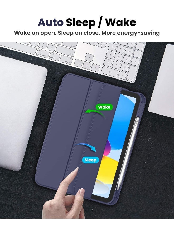اس بي اف يا. حافظة iPad (A16) الجيل الحادي عشر مقاس 11 بوصة (2025) / iPad الجيل العاشر مقاس 10.9 بوصة (2022)، مع حامل قلم، وخاصية الإيقاظ/السكون التلقائي، وغطاء ذكي ثلاثي الطيات مع ظهر ناعم من مادة TPU، أزرق داكن - Image 4