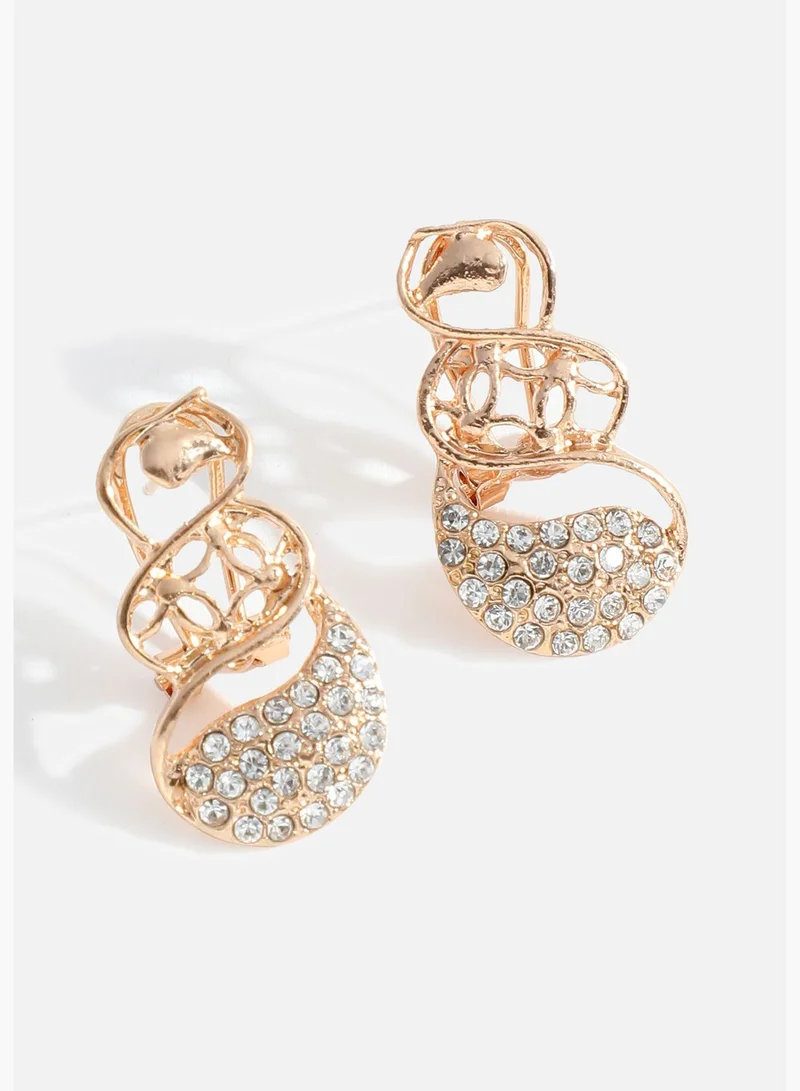 SOHI Gold Plated Designer Stone Necklace, Earring, Ring and Bracelet Set