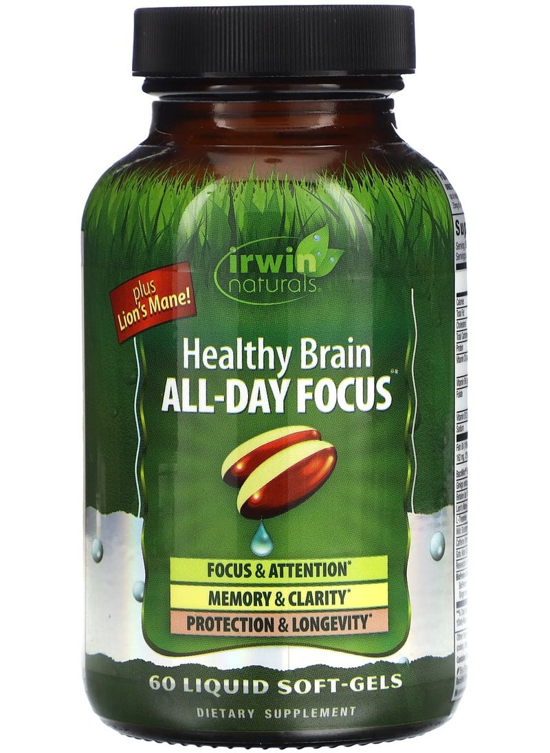 Irwin Naturals - Healthy Brain, All-Day Focus, 60 Liquid Soft-Gels - Image 1