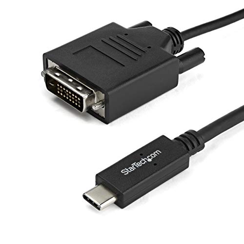 Startech.com StarTechcom 33 ft 1 m USBC to DVI Cable USB TypeC Video Adapter Cable 1920 x 1200 Black CDP2DVIMM1MB - Image 1