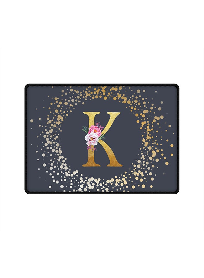Stylizedd Designer Gaming Mouse Pad  Anti-Skid Mousepad Large Keyboard Mouse Pad Desk Mat Custom Monogram Initial Letter Floral Pattern Alphabet - K  (Grey) - Image 1