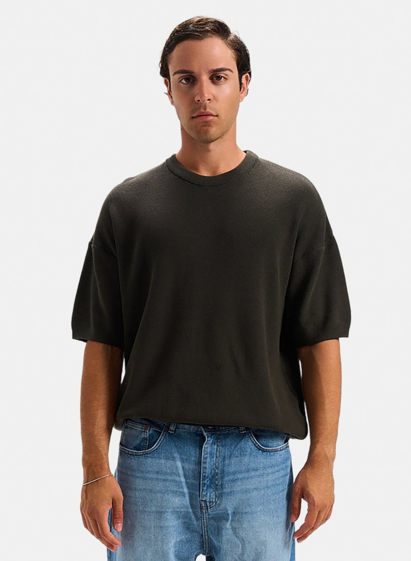 bowline Dark Olive Round Knitwear T-shirt - Image 2