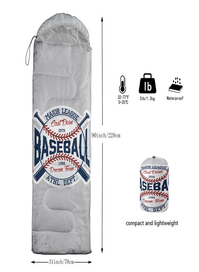 OIXXAF Datura home Kids Sleeping Bag for Boys,Baseball Print-Lightweight Warm Portable Outdoor Indoor-Waterproof Cold Weather Resistant Sleeping Bag for Camping Hiking(Baseball) - Image 3