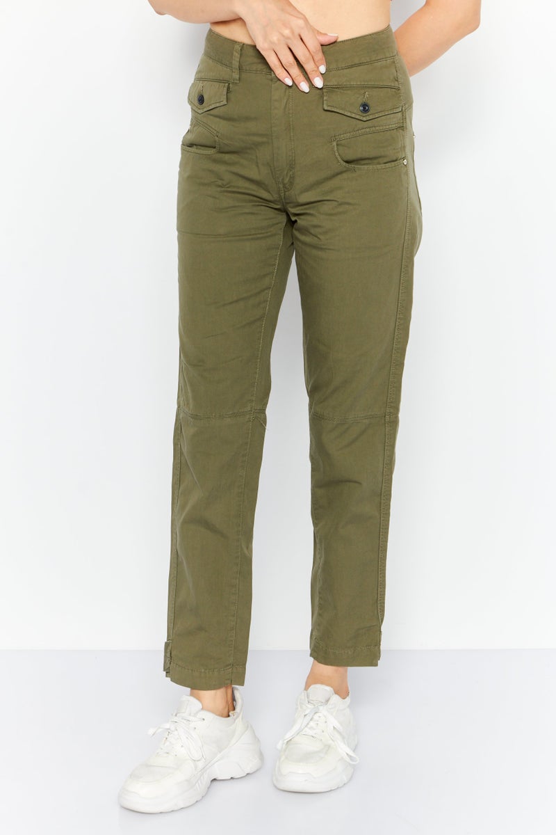 G-Star RAW Women Regular Fit Solid Pant, Olive - Image 1