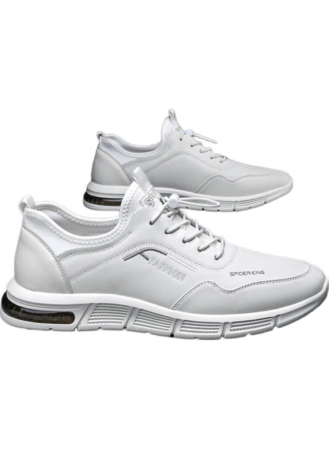 Spider King Men'S Shoes, Top-Grain Leather, Soft Upper, Soft Sole, Athletic Shoes, Lightweight, Durable, Casual Shoes, 02965, White, Size 40 - Image 3