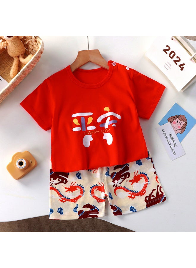 New Children's Wear Short-sleeved Suit Children's Short-sleeved Shorts Girls' Summer One-piece Boys' T-shirt Two-piece Baby Clothes