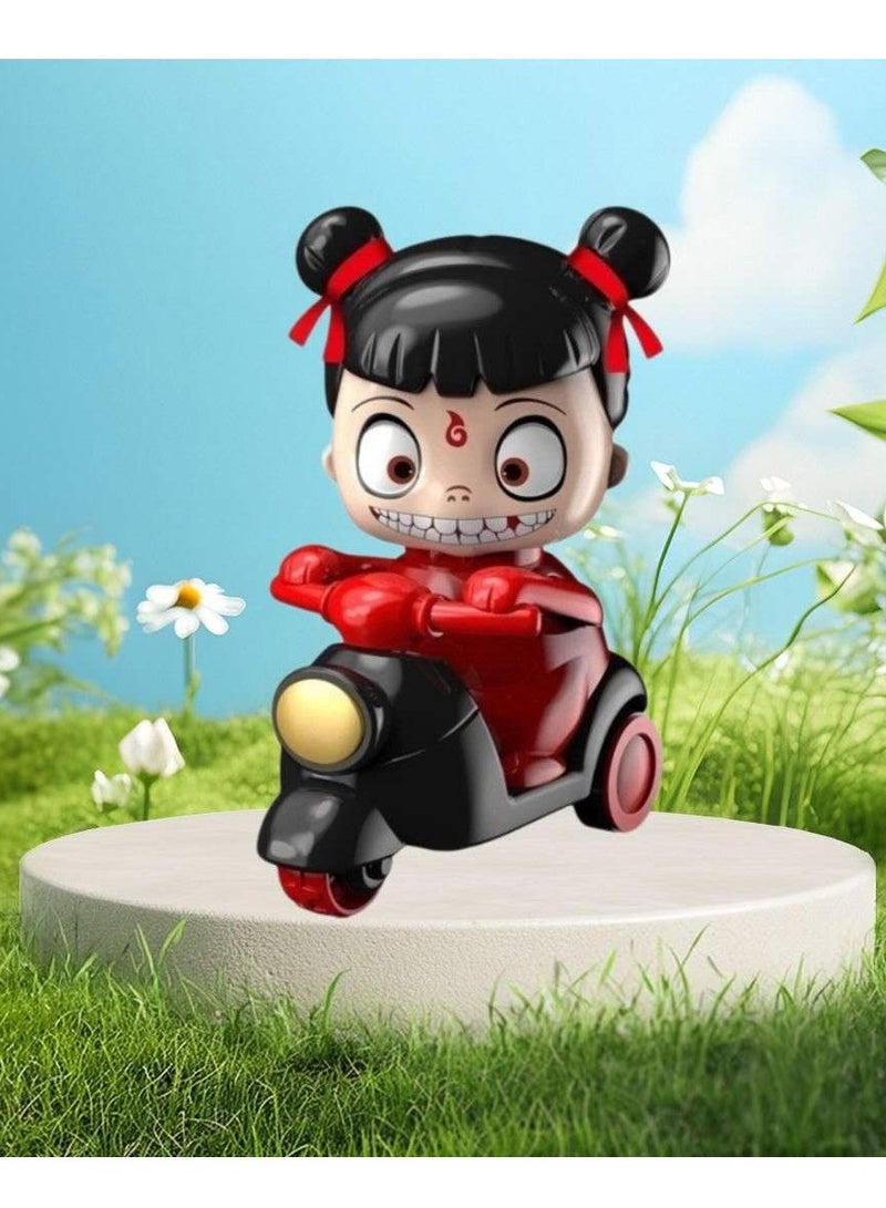 Nezha Motorcycle Presses Cartoon Toy without Batteries and Head Rotates 360° - Image 1