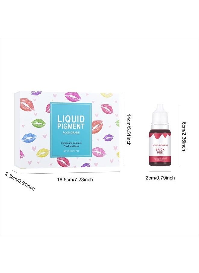 KYDA - 12 Colors Lipstick Liquid Pigment Set,DIY Lip Gloss Pigment,Edible Coloring Pure Plant Pigment Only for Lip Gloss Base-Set A - Image 1
