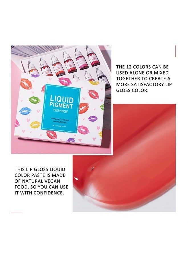 KYDA - 12 Colors Lipstick Liquid Pigment Set,DIY Lip Gloss Pigment,Edible Coloring Pure Plant Pigment Only for Lip Gloss Base-Set A - Image 1