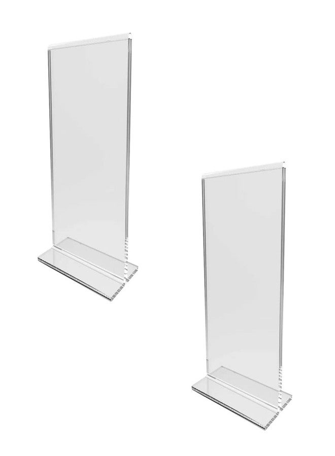 BUZZ COOL Acrylic T Shape Sign holder Double Sided Portrait Perfect for Display frame Menu Ad Table Top Stand for Restaurants Shops Offices QR code (6*4 inch) Pack Of 2 - Image 1