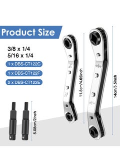 Y&D Hvac Service Wrench Refrigeration Set, 3/8 to 1/4, and 5/16 Ratchet Tool Set Air Conditioner Valve with Hexagon Bit Adapter Kit for Equipment Repair  - Image 4