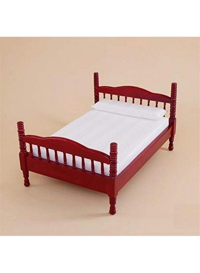 EatingBiting Handcraft 1:12 Dollhouse Miniature Vintage Double Bed For Bedroom Furniture 1:12 Dollhouse Miniature Wooden Bed With Bedding Retro Vintage Designed - Image 2