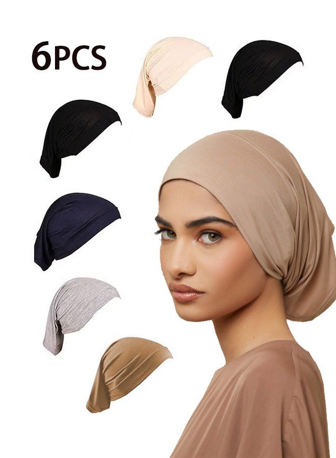 Captaintech 6-Piece Women Under Scarf Hat Cap Bone Bonnet Hijab Islamic Muslim - Image 1